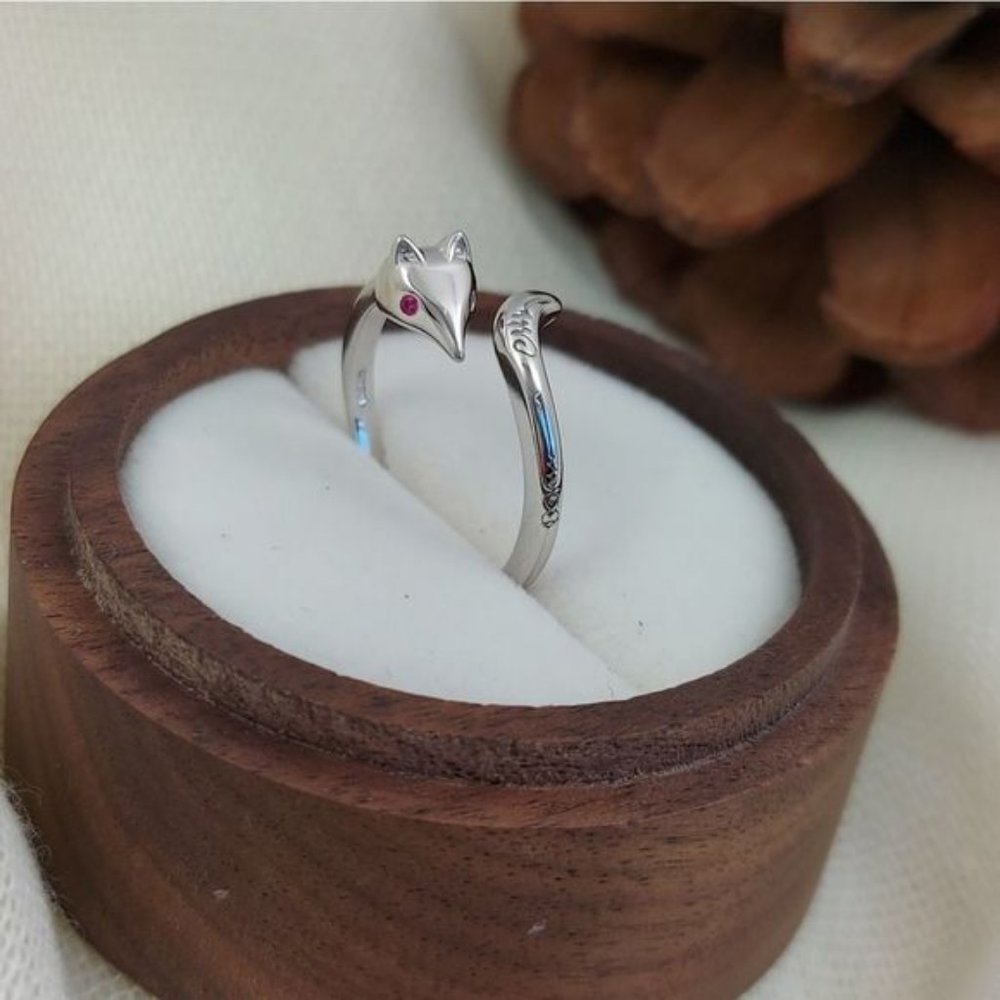 925?Sterling Silver Fox Adjustable Ring